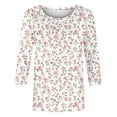 thumbnail image 5 of PuLe Women's Top 3/4 Sleeve Tunic Tops for Women Summer Floral Print Tees Shirts Womens Crew Neck 3/4 Sleeve Basic T-Shirts, 5 of 5