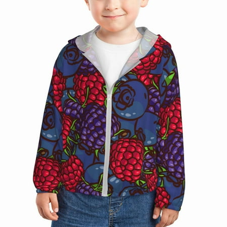 

Goofa Wild Berries Printed Kids Zip-Up Hoodie Girls Boys UPF50+ Sun Protection Jacket Hooded Cooling Shirt-2 Years