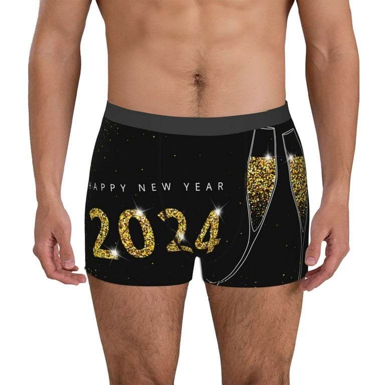 Kll Happy New Year 2024 Men'S Cotton Boxer Briefs Underwear-Small 