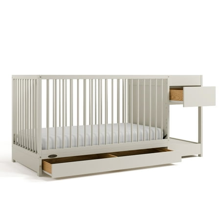Graco Teddi 5-in-1 Convertible Baby Crib and Changer with Drawer, Frosted Oat