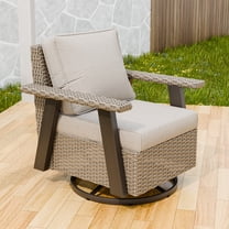 EAGLE PEAK Classic 360° Swivel Rocker Patio Chair with Thick Cushions, All-Weather Wicker Outdoor Lounge Glider, Beige