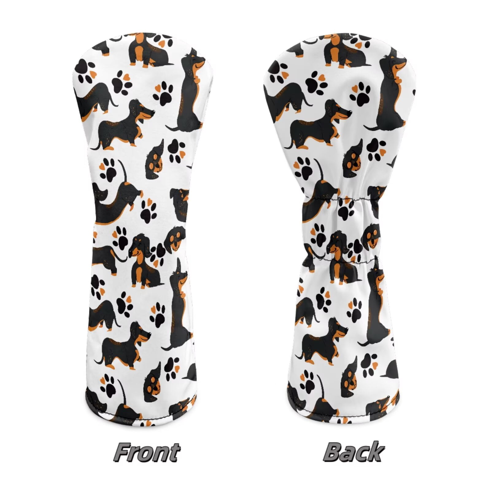 Uorisanigo Golf Club Head Covers 3-Pack Cute Dachshund Headcovers PU Leather Driver Headcover, Golf Hybrid Headcover, Fairway Wood Head Cover, Waterproof & Double Elastic Band