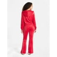 thumbnail image 3 of No Boundaries Velour Hoodie and Flare Pants Set, 2-Piece, Women’s, 3 of 3