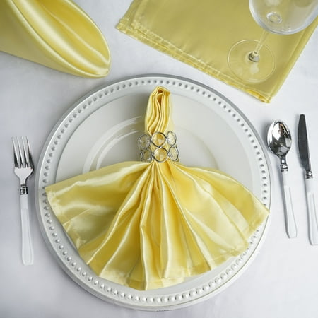 

BalsaCircle 20 Pieces 20 Yellow Satin Dinner Napkins Wedding Party
