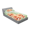 thumbnail image 3 of Watercolor Flower Bedding Set with Sheet & Covers, Hand Drawn Old Persian Roses on Grass Perennial Botanic Artwork Print, Printed Bedroom Decor 2 Shams, 4 Sizes, Orange Green, by Ambesonne, 3 of 3