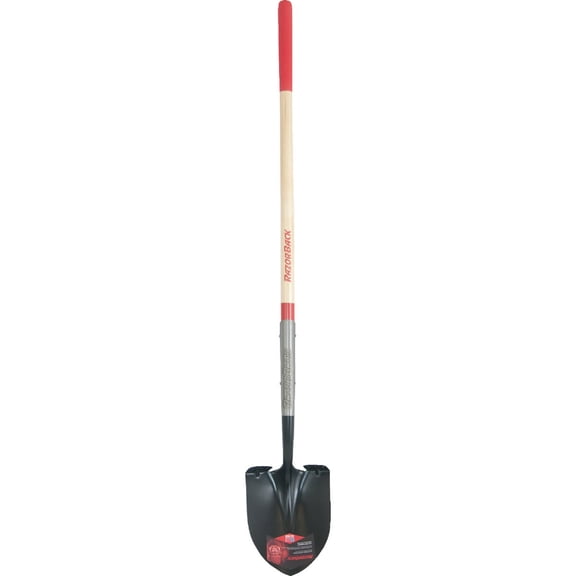 Ames Razorback Long Handle Round Point Shovel - Wood Handle - Brown — Residential Use, Standard Application