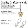 thumbnail image 5 of Yellow Citrine Butterfly Dangle Earrings for Women Jewelry 925 Sterling Silver Birthstone Jewelry Lever Back Gifts for Women Iolite Ct 0.5 Birthday Gifts, 5 of 6
