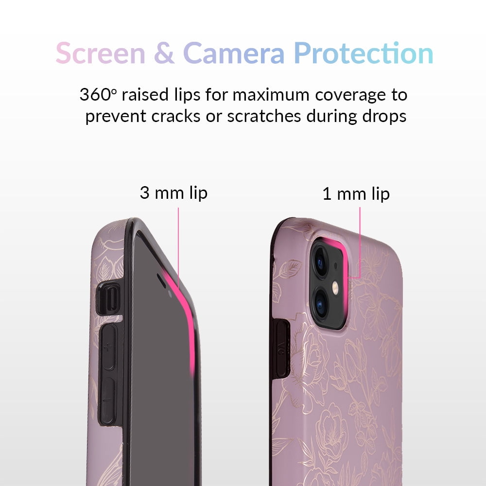 VELVET CAVIAR for iPhone 11 Case Rose Gold Flowers - Protective Mauve Purple Case for Women - Dusty Rose Floral