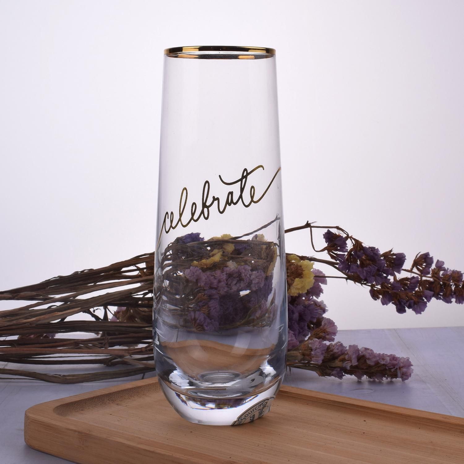 Glass Stemless Champagne Flutes Wine Glass Champagne Glasses Water Cup BPA-Free for Housewarming Friends clear glass