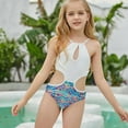 thumbnail image 3 of Bullpiano 7-12Y Girl Children's One-piece Swimsuit Adjustable Halter Top Holiday Beach Wear Girls' Swimwear for Pool Party (Style C), 3 of 7