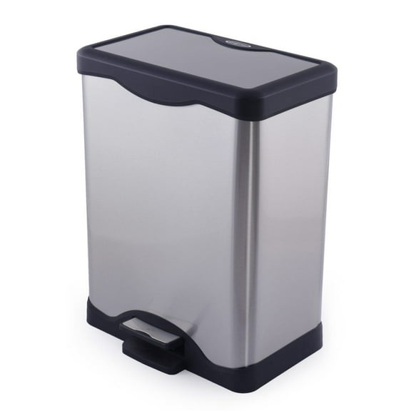 SimplyKleen Perfecta 10.5-Gallon Rectangle Stainless Steel Trash Can for Kitchen, Bathroom, or Home Office
