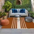 thumbnail image 2 of Burnt Orange Beige Striped Outdoor Rug for Patio/Deck/Porch, Non-Slip Large Area Rug 5 x 8 Ft, Modern Farmhouse Retro Lines Indoor Outdoor Rugs Washable Area Rugs, Camping Rug Carpet Runner, 2 of 8