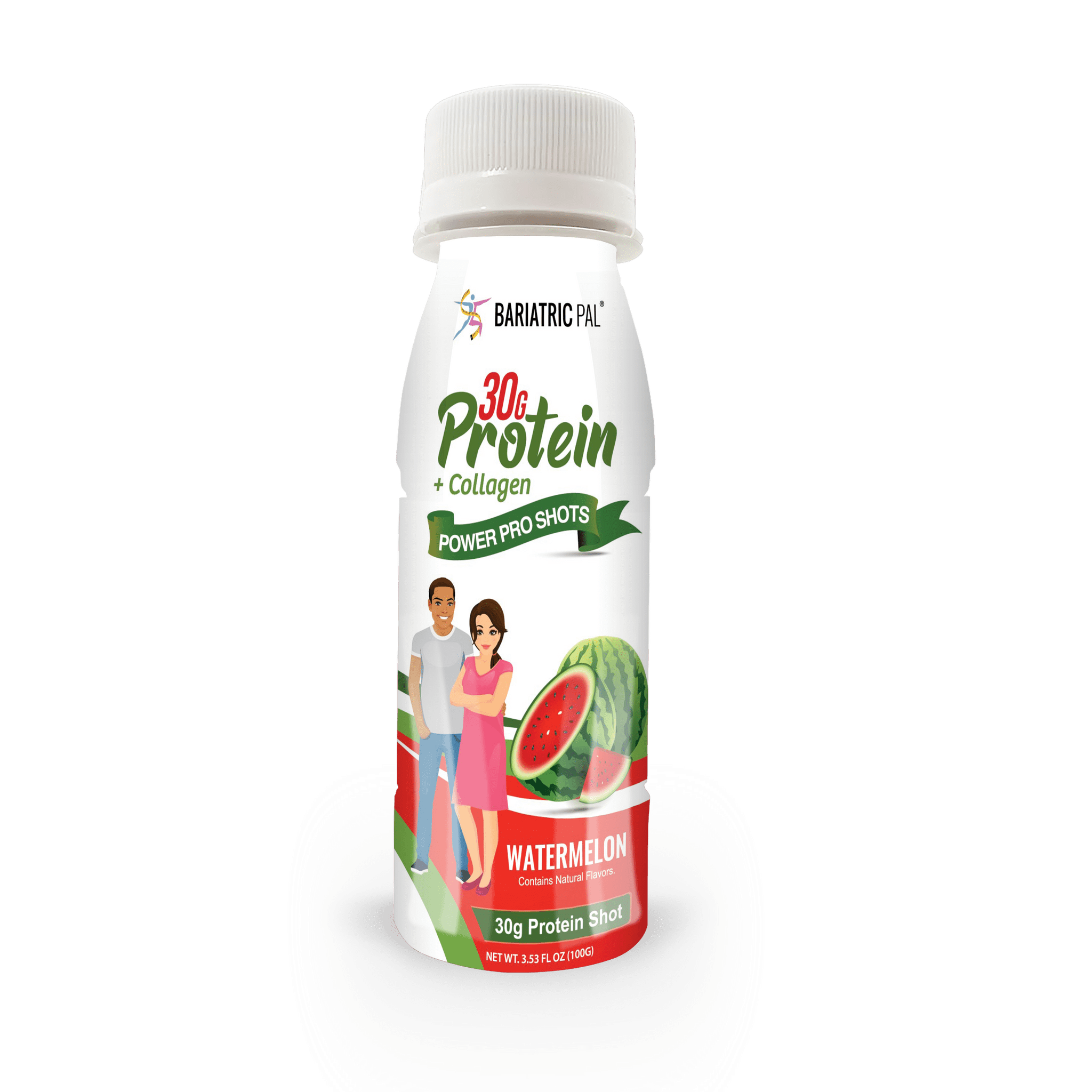 BariatricPal 30g Whey Protein & Collagen Power Pro Shots - Watermelon (12-Pack)
