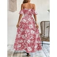 thumbnail image 3 of ZOELNIC Women's Floral Maxi Dress Cold Shoulder Split Thigh Belted A Line Long Summer Dress, M, 3 of 4