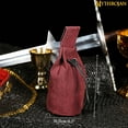 thumbnail image 4 of Mythrojan Medieval Pouch Renaissance Costume Accessories Drawstring Suede Belt Bag Jewelry Dice Bag Pirate Hip Pouch Larp Waist Bag Cosplay Coin Purse - Wine Red, 4 of 8