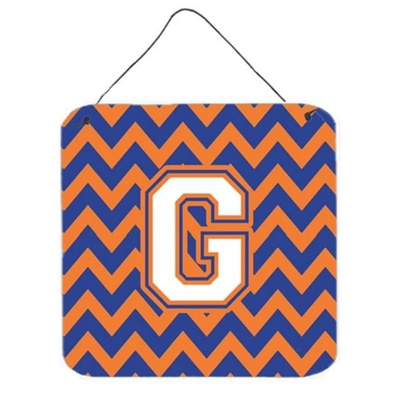 Letter G Chevron Blue & Orange No.3 Wall or Door Hanging Prints