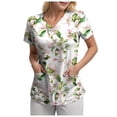 thumbnail image 5 of COMVALUE Cozy Fit Plus Size Scrub Shirts Medical Uniforms Tops Print Scrubs with Design (White, XXL), 5 of 7
