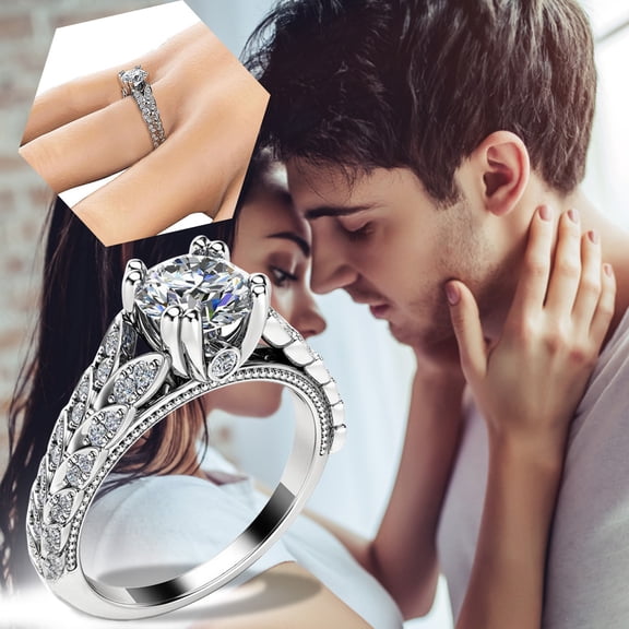 YYKihy Fashion Full Diamond Love Imitation Zircon Ring Engagement Ring Jewelry Gifts