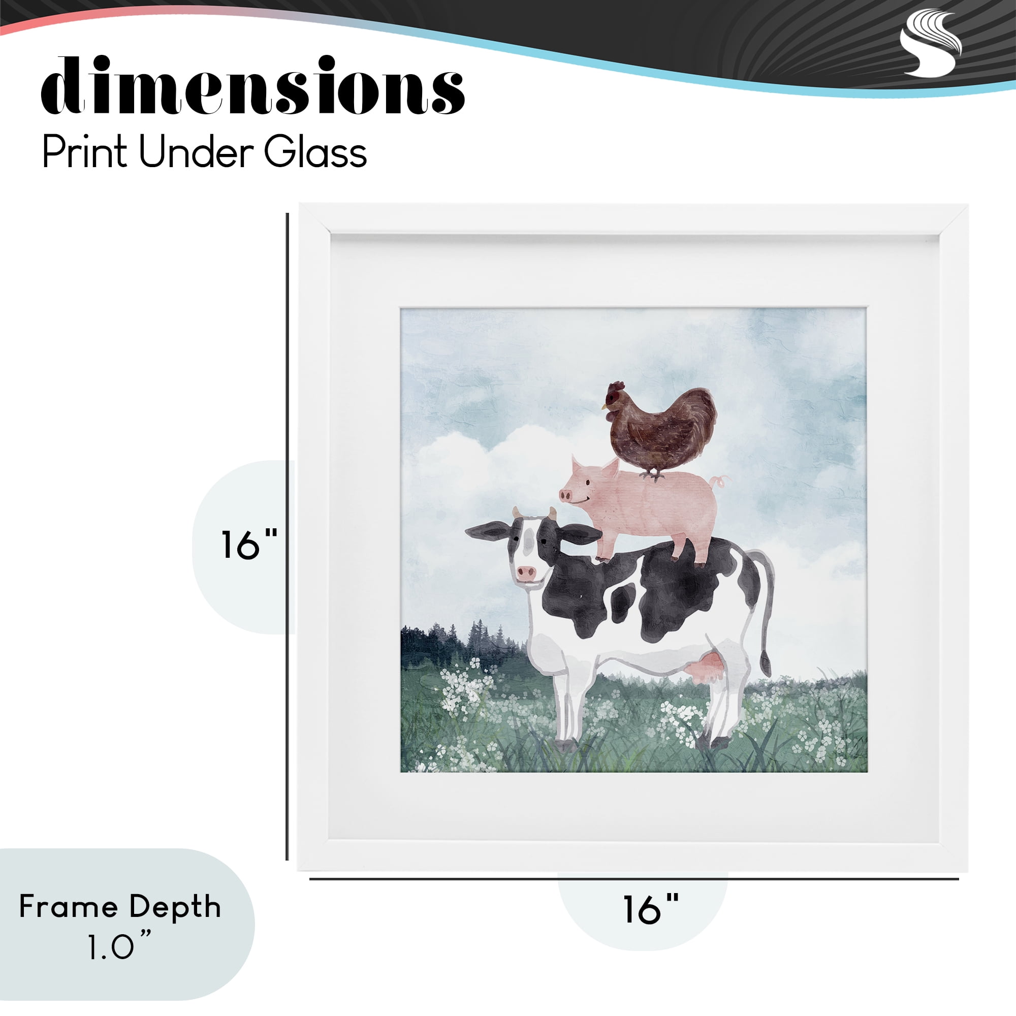 Stupell Industries Muted Stacked Farm Animals White Framed Print Under Glass, design by Kim Allen
