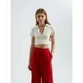 thumbnail image 4 of V Neck Polo Crop Top, 4 of 5