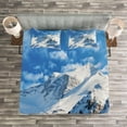 thumbnail image 3 of Ambesonne Winter Quilted Bedspread Set 3 Pcs, Snowy Mountain Ski, Queen Size, White Blue, 3 of 3