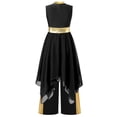 thumbnail image 5 of Aislor Girls Sleeveless Praise Dance Dress Metallic Gold Liturgical Worship Tunic with Wide Leg Pants Set Black 14, 5 of 8