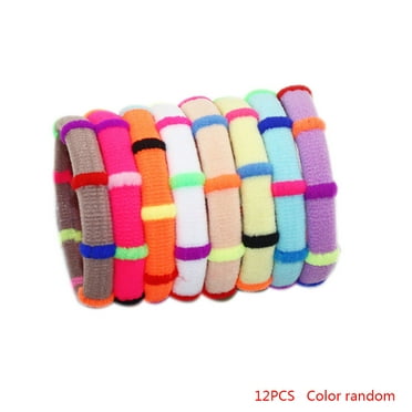 Worallymy 12pcs Color Random Girls Elastic Hair Bands Rubber Headbands Cute Head Decoration Accessories
