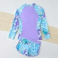 thumbnail image 4 of Atogsazn Kids Girls Summer Swimsuit Children Rash Guard Half Zip Slim Fit Swimwear Athletic Shorts Outfit Purple 9-10 Years Fashion, 4 of 9