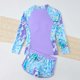 thumbnail image 4 of Traje de baño de 2 piezas para mujer, trajes de baño para mujer, conjunto unisex de manga larga con espalda dividida y estampado para surf, buceo, vacaciones en la playa y protección solar. Traje de b, 4 of 9