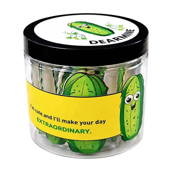 Emotional Support Pickle in Glass Jar with 60 Inspirational Cards, Funny Gag Gifts for Relaxation and Office Decor, Unique Birthday Gifts for Women and White Elephant Gifts for