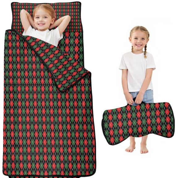 Multicolor Christmas Pattern Toddler Nap Mats for Kids Preschool,50"x20" Sleeping Mat Bag or Kids,Toddler Sleeping Bag,Toddler Nap Mat or Daycare