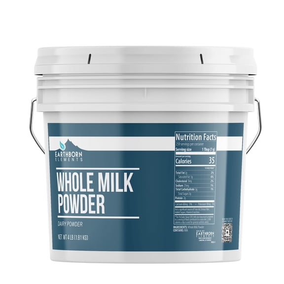 Earthborn Elements Whole Milk Powder 1 Gallon, Light Sweet Taste, Bulk Size