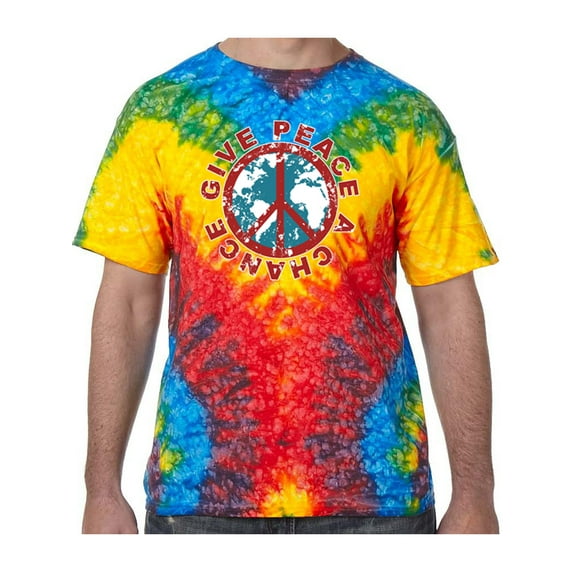 Give Peace a Chance Peace Sign Psychedelic Tie Dye Tee Shirt - Woodstock, 3XL