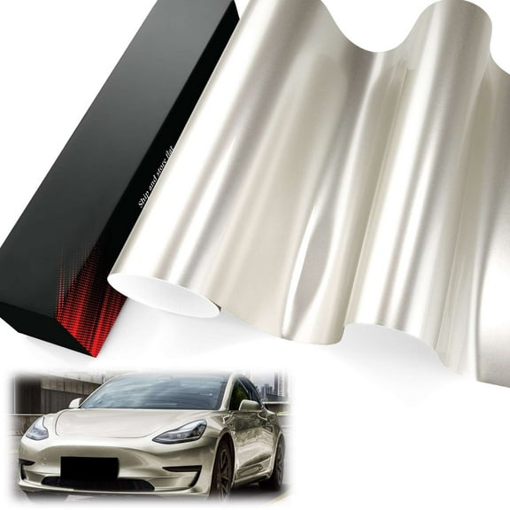 PET Liner Vinyl Super Gloss Metallic Platinum Silver Automotive Wrap Car Vehicle Bubble Free Air Release