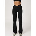 thumbnail image 5 of PISONIC Women Two Piece Workout Sets Cross Back Sports Bras Matching High Waist Flared Leggings Gym Yoga Outfits, 5 of 8
