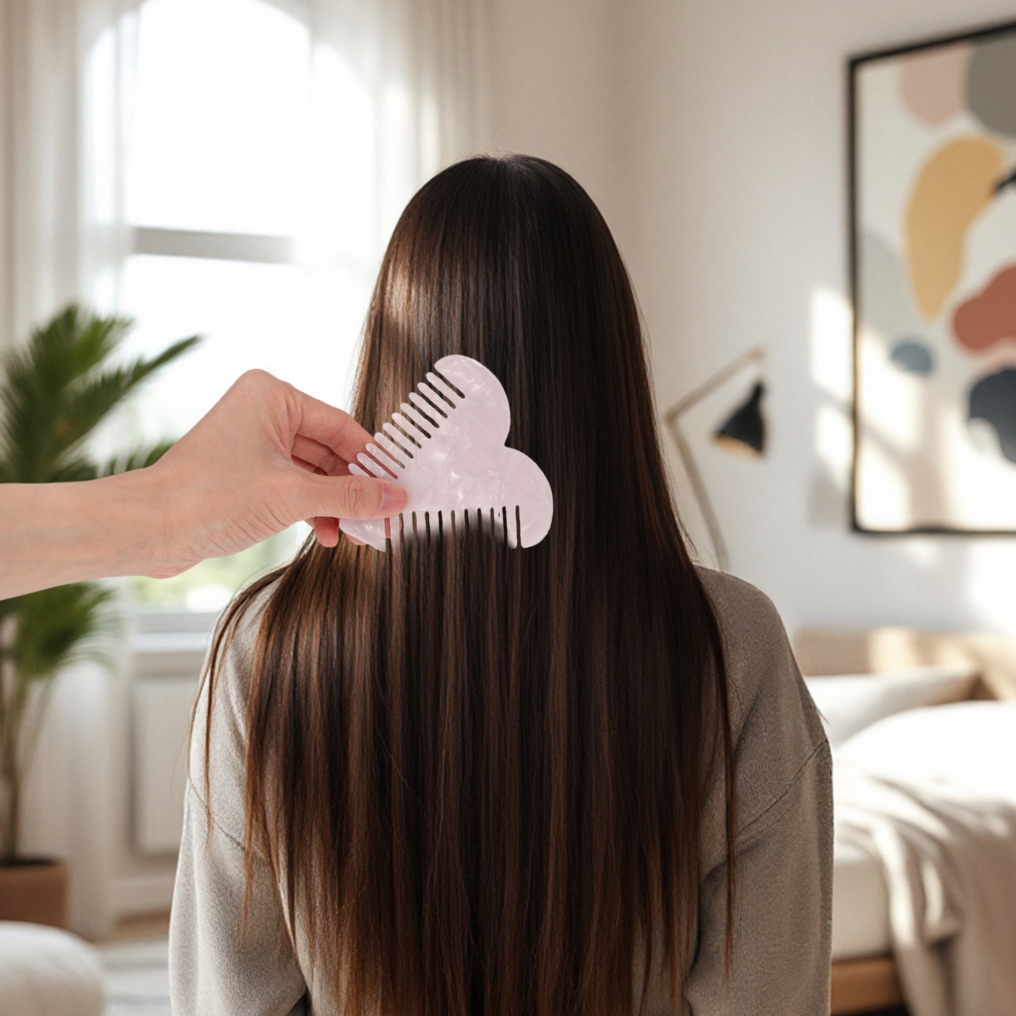 Unique Bargains 1 Pc Heart Shaped Hair Comb for Effortless Hair Care Styling White