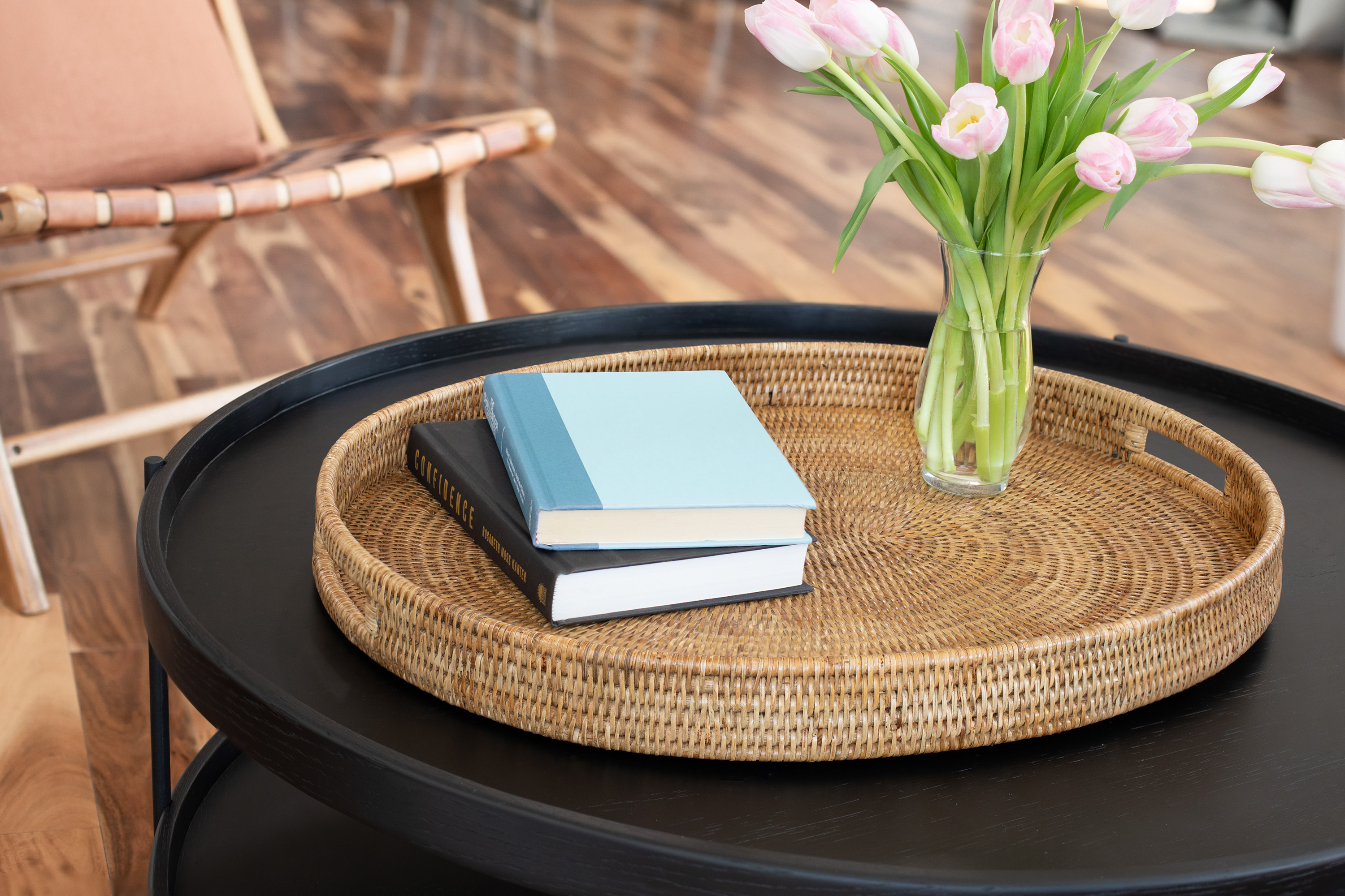 Artifacts Rattan™ Oval Ottoman Tray With Cutout Handles