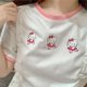 thumbnail image 4 of Hello Kitty nuevas niñas cordón corto suelto de manga corta niños lindo estampado de dibujos animados con cordones costura camiseta estudiante Top, 4 of 4