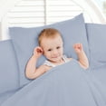 thumbnail image 3 of 3 Piece Toddler Bed Sheet Set - Silky Soft Solid Microfiber Crib Sheets, Hypoallergenic, Cool & Breathable - Includes Fitted Sheet 28"x52", Flat Sheet 45"x60" and 14”x19” Pillowcase - Ice Blue, 3 of 3