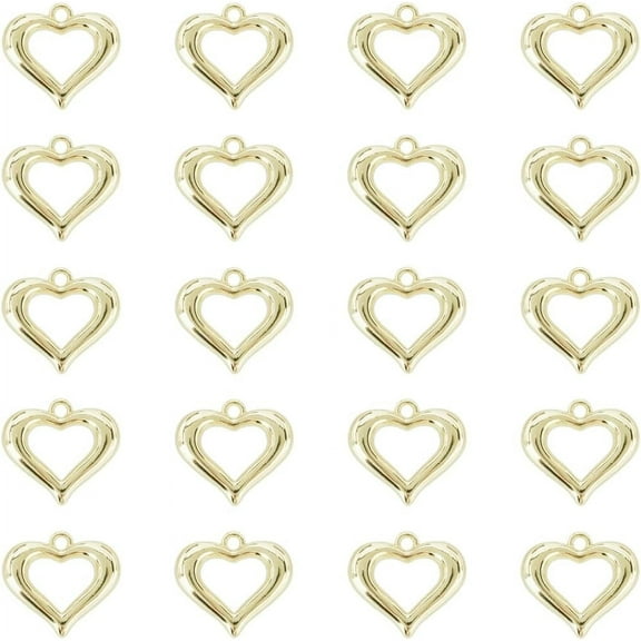 1 Box 20Pcs Hollow Heart Charms Gold Love Charm Alloy Metal Small Cute Valentine's Day Hearts Charms