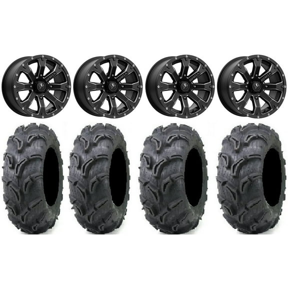 MSA Bounty 14" Wheels Black 27" Zilla Tires Can-Am Maverick X3 / Honda Pioneer 1000 / Talon