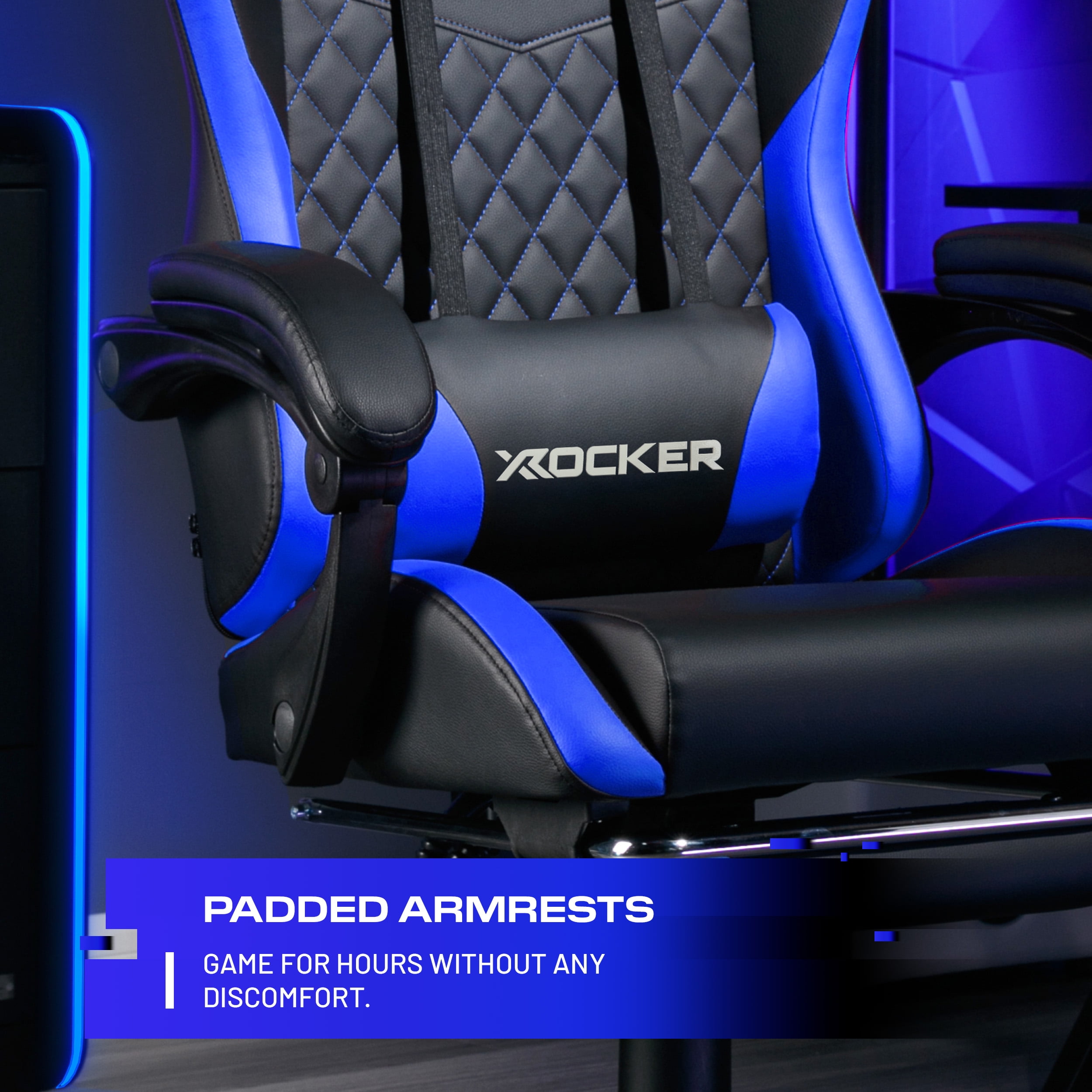 X Rocker Apex PC Gaming Chair with Massage Function and Footrest, Blue