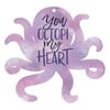 P. Graham Dunn You Octopi My Heart Nautical Purple 3 x 3 Wood Hanging Gift Wrap Tag Charms Set of 5