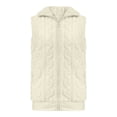 thumbnail image 3 of WTOBBY Women's Fashionable Plaid Comfortable Fleece Cardigan Vest Stand Collar Sleeveless Women's Jacket, Lightweight Layering Piece with Chic and Modern Design,Beige L, 3 of 7