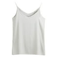 thumbnail image 5 of WCMZJ Women's Silk Tank Top Ladies V Neck Camisole Silky Loose Sleeveless Blouse Satin Tank Shirt Beige XXL, 5 of 5