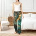 thumbnail image 4 of Fotbe Emerald Color Gold Marble Pantalones de Pijama para Mujer, Pantalones de Dormir, Pantalones Pj con Cordón y Bolsillos-Medium, 4 of 6