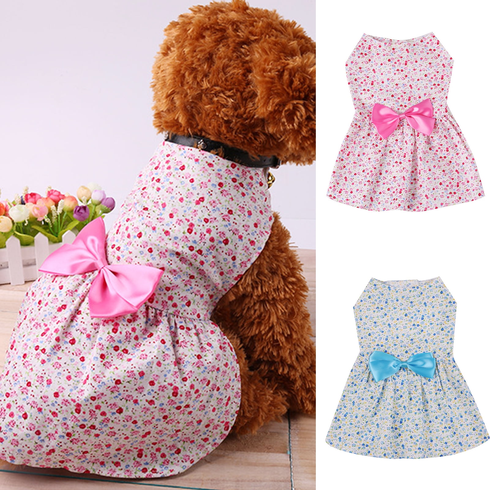 Small Pet Puppy Dog Cat Lace Skirt Princess Bowknot Dress Summer Clothes Apparel 
