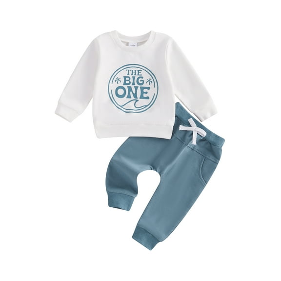YASUTNKS Toddler Boys 1st Birthday Outfits Letter Print Long Sleeve Sweatshirts Long Pants 2Pcs Fall Clothes Set