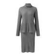 thumbnail image 3 of MKLEKYY Pull Chemise Femme Mode Ample Grande Taille Couleur Unie Capuche Manches Longues Robe Pull Ensemble, 3 of 7