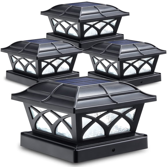 Siedinlar Solar Post Cap Lights Outdoor Glass 2 Color Modes 8 LEDs for 4x4 5x5 6x6 Posts Deck Fence Patio Decoration Warm White &